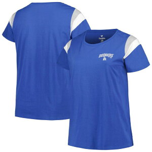 �v���t�@�C�� ���f�B�[�X �g�b�v�X T�V���c �v���X�T�C�Y Women's Profile Royalos Angeles Dodgers Plusize Scoop Neck T-Shirt Lad Blue �u���[