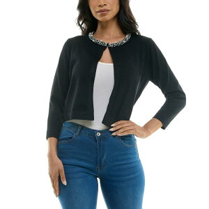 �j�i���I�i���h ���f�B�[�X �A�E�^�[ �j�b�g�E�Z�[�^�[ Women's Nina Leonard Pearl Detail Knit Bolero Black �u���b�N