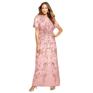 ���A�}���Y ���f�B�[�X �g�b�v�X �����s�[�X �v���X�T�C�Y �L���b�v �P�[�v �}�L�V Roaman's Women's Plusize Beaded Capelet Maxi Gown Glam Evening Dressoft Blush �u���b�V��
