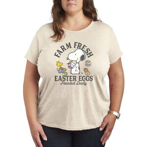 �A�j���L�����N�^�[ ���f�B�[�X �g�b�v�X T�V���c �v���X�T�C�Y �O���t�B�b�N Licensed Character Plusize Peanuts Farm Fresh Easter Eggs Paintedaily Graphic Tee Beige �x�[�W��
