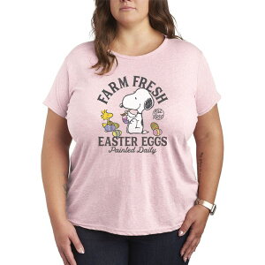 �A�j���L�����N�^�[ ���f�B�[�X �g�b�v�X T�V���c �v���X�T�C�Y �O���t�B�b�N Licensed Character Plusize Peanuts Farm Fresh Easter Eggs Paintedaily Graphic Tee Heather Pink �w�U�[