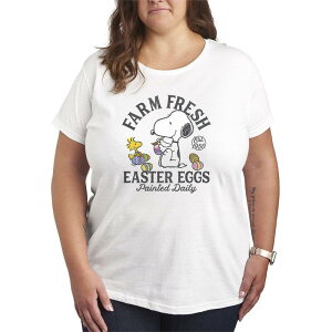 �A�j���L�����N�^�[ ���f�B�[�X �g�b�v�X T�V���c �v���X�T�C�Y �O���t�B�b�N Licensed Character Plusize Peanuts Farm Fresh Easter Eggs Paintedaily Graphic Tee White �z���C�g