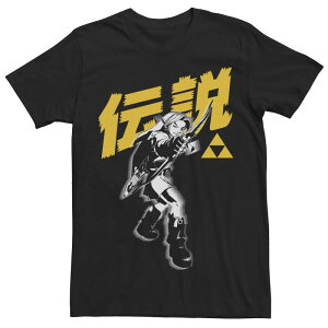 �A�j���L�����N�^�[ ���f�B�[�X �g�b�v�X T�V���c Licensed Character Men's Nintendo Zelda Link Bow & Arrow Kanji Tee Black �u���b�N