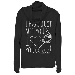 �f�B�Y�j�[ �s�N�T�[ ���f�B�[�X �g�b�v�X T�V���c �O���t�B�b�N Disney / Pixar's Up Juniors' Dug Just Met & I Love You Cowlneck Graphic Lightweight Long Sleeve Black �u���b�N