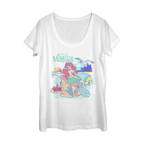 �f�B�Y�j�[ ���f�B�[�X �g�b�v�X T�V���c �O���t�B�b�N Juniors' Disney Little Mermaid Ariel Drawing Scoop Neck Graphic Tee White �z���C�g