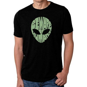 �G���G�[�|�b�v�A�[�g ���f�B�[�X �g�b�v�X T�V���c LA Pop Art Beware of Humans - Men's Premium Blend Word Art-Shirt Black �u���b�N