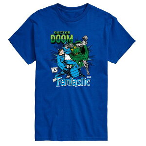 �}�[�x�� ���f�B�[�X �g�b�v�X T�V���c �g�[�� �O���t�B�b�N Big & Tall Marvel Doctor Doom Vs Mr. Fantastic Graphic Tee Royal Blue �u���[