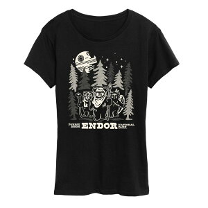 �X�^�[ �E�H�[�Y ���f�B�[�X �g�b�v�X T�V���c �O���t�B�b�N Women'star Wars Forest Moon Endor Graphic Tee Black �u���b�N