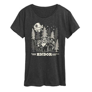 �X�^�[ �E�H�[�Y ���f�B�[�X �g�b�v�X T�V���c �O���t�B�b�N Women'star Wars Forest Moon Endor Graphic Tee Heather Charcoal �`���R�[��