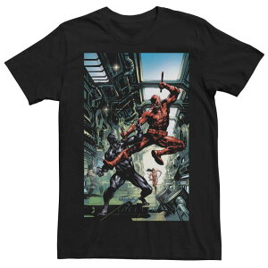 �A�j���L�����N�^�[ ���f�B�[�X �g�b�v�X T�V���c Licensed Character Men's Marvel Avengers Fight Comicover Tee Black �u���b�N