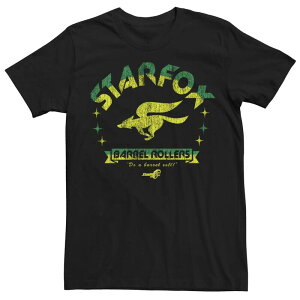 �A�j���L�����N�^�[ ���f�B�[�X �g�b�v�X T�V���c ���B���e�[�W Licensed Character Men's Nintendo Star Fox Barrel Rollers Vintage Short Sleeve Tee Black �u���b�N