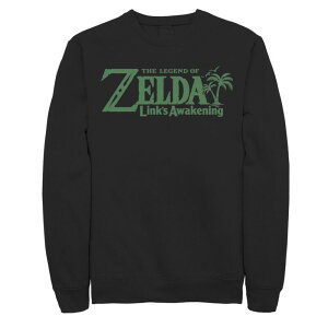 �A�j���L�����N�^�[ ���f�B�[�X �g�b�v�X T�V���c ���S �t���[�X �O���t�B�b�N Licensed Character Men's Nintendo Legend Of Zelda Links Awakening Palm Tree Green Logo Graphic Fleece Pullover Black �u���b�N
