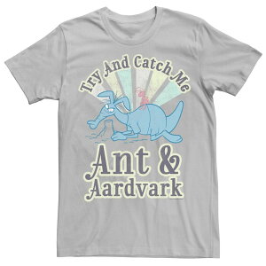�A�j���L�����N�^�[ ���f�B�[�X �g�b�v�X T�V���c �O���t�B�b�N Licensed Character Men's Pink Panther Ant And Aardvark Try And Catch Me Graphic Tee Silver �V���o�[