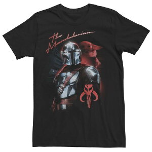 �A�j���L�����N�^�[ ���f�B�[�X �g�b�v�X T�V���c Licensed Character Men'star Wars: The Mandalorian Retro Faded Glow Tee Black �u���b�N