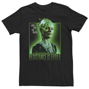 �A�j���L�����N�^�[ ���f�B�[�X �g�b�v�X T�V���c �g�[�� Licensed Character Big & Tall Star Trek Resistance Is Futile Green Hue Poster Tee Black �u���b�N