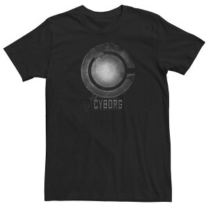 �A�j���L�����N�^�[ ���f�B�[�X �g�b�v�X T�V���c ���m�N�� �g�[�� ���S Licensed Character Big & Tall DComics Justice League Cyborg Monochrome Logo Tee Black �u���b�N