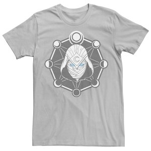 �A�j���L�����N�^�[ ���f�B�[�X �g�b�v�X T�V���c ���S Licensed Character Men's Marvel Moon Knight Mask Headshot Logo Phases Tee Silver �V���o�[