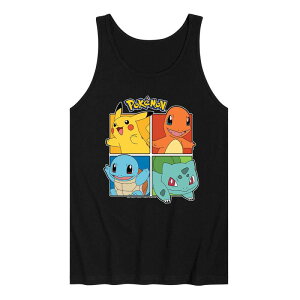 �A�j���L�����N�^�[ ���f�B�[�X �g�b�v�X T�V���c Licensed Character Men's Pokemon Character Squares Tank Top Black �u���b�N
