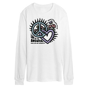 �A�j���L�����N�^�[ ���f�B�[�X �g�b�v�X T�V���c �O���t�B�b�N Licensed Character Men's Love Is The Answer Graphic Tee White �z���C�g