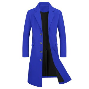 Lars Amadeus ���f�B�[�X �A�E�^�[ �W���P�b�g�E�u���]�� �R�[�g Lars Amadeus Men's Overcoat Single Breasted Notched Lapelong Trench Coat Blue �u���[