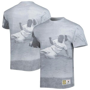�~�b�`�F��&�l�X ���f�B�[�X �g�b�v�X T�V���c �O���t�B�b�N Men's Mitchell & Ness Jackie Robinson Brooklyn Dodgers Cooperstown Collection Highlight Sublimated Player Graphic T-Shirt Mlb White �z���C�g