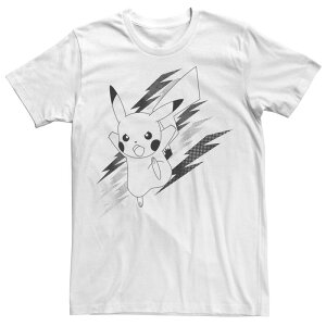 �A�j���L�����N�^�[ ���f�B�[�X �g�b�v�X T�V���c Licensed Character Men's Pokemon Pikachu Lightning Bolts Tee White �z���C�g
