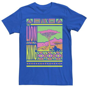 �A�j���L�����N�^�[ ���f�B�[�X �g�b�v�X T�V���c Licensed Character Men's Lion Kingeometric Retro Poster Tee Royal