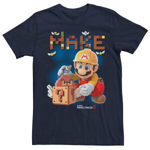 �A�j���L�����N�^�[ ���f�B�[�X �g�b�v�X T�V���c Licensed Character Men's Nintendo Super Mario Maker 2 Imagination Short Sleeve Tee Navy �l�C�r�[