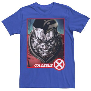 �}�[�x�� ���f�B�[�X �g�b�v�X T�V���c Men's Marvel X-Men Colossus Headshot Profile Trading Card Tee Royal