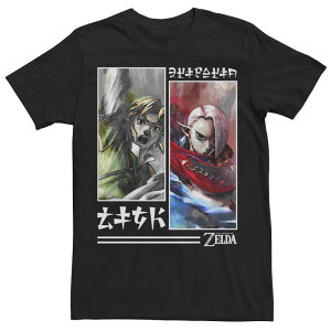 �A�j���L�����N�^�[ ���f�B�[�X �g�b�v�X T�V���c Licensed Character Men's Nintendo The Legend of Zelda Skyward Sword Link and Ghirahim Water Color Panel Tee Black �u���b�N