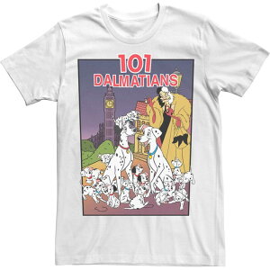 �f�B�Y�j�[ ���f�B�[�X �g�b�v�X T�V���c Disney's 101 Dalmatians Men's Group Shot VHS Cover Tee White �z���C�g