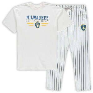 �A���u�����f�b�h ���f�B�[�X �A���_�[�E�F�A �i�C�g�E�F�A �g�[�� Unbranded Men's Conceptsport White/Royal Milwaukee Brewers Big & Tall Pinstripe Sleep Set Brwhite �z���C�g