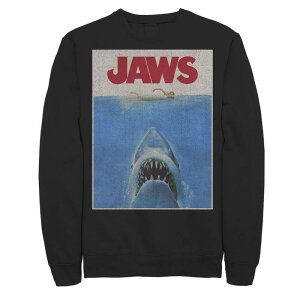 �A�j���L�����N�^�[ ���f�B�[�X �g�b�v�X T�V���c �X�E�F�b�g Licensed Character Men's Jaws Classic Retro Shark Attack Poster Sweatshirt Black �u���b�N