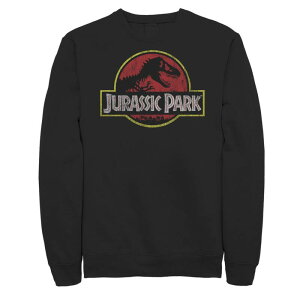 �A�j���L�����N�^�[ ���f�B�[�X �g�b�v�X T�V���c �X�E�F�b�g�[�� ���S Licensed Character Big & Tall Jurassic Park Distress Circle Logo Sweatshirt Black �u���b�N