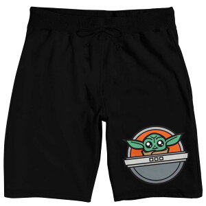 �A�j���L�����N�^�[ ���f�B�[�X �A���_�[�E�F�A �i�C�g�E�F�A �V���[�g�p���c Licensed Character Men's The Mandalorian Grogu in Carrier Pajama Shorts Black �u���b�N