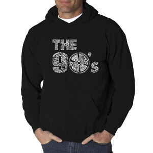 �G���G�[�|�b�v�A�[�g ���f�B�[�X �g�b�v�X T�V���c �X�E�F�b�g LA Pop Art 90S - Men's Word Art Hooded Sweatshirt Black �u���b�N