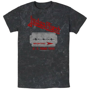 �A�j���L�����N�^�[ ���f�B�[�X �g�b�v�X T�V���c �O���t�B�b�N Licensed Character Men's Judas Priest British Steel U.S. Tour 1980 Mineral Wash Graphic Tee Black �u���b�N