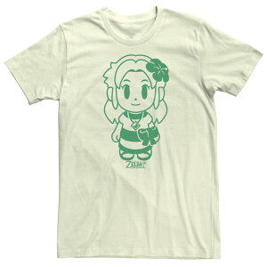 �A�j���L�����N�^�[ ���f�B�[�X �g�b�v�X T�V���c Licensed Character Men's Nintendo Link's Awakening Zelda Green Out Line Short Sleeve Tee Natural �O���[��