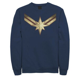 �}�[�x�� ���f�B�[�X �g�b�v�X T�V���c �L���b�v ���S �t���[�X Men's Marvel Captain Marvel Movie Logo Fleece Navy �l�C�r�[