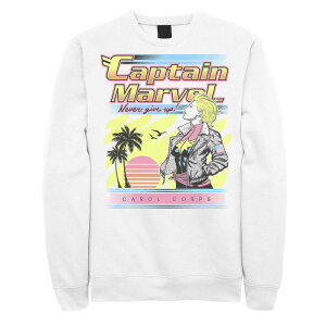 �}�[�x�� ���f�B�[�X �g�b�v�X T�V���c �L���b�v �t���[�X �O���t�B�b�N Men's Marvel Captain Marvel Never Give Up Carol Corps Retro Poster Graphic Fleece Pullover White �z���C�g
