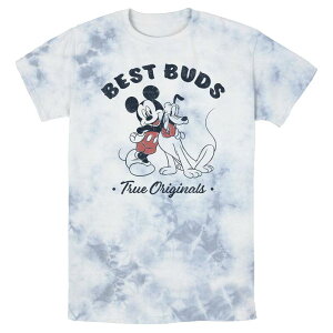 �A�j���L�����N�^�[ ���f�B�[�X �g�b�v�X T�V���c Licensed Character Men's Disney Mickey & Plutoutlines Original Best Buds Portrait Bomabrd Wash Tee White Blue �z���C�g