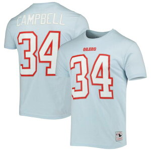 �A���u�����f�b�h ���f�B�[�X �g�b�v�X T�V���c ���S Unbranded Men's Mitchell & Ness Earl Campbellight Blue Houston Oilers Retired Player Logo Name & Number T-Shirt Nflight �u���[