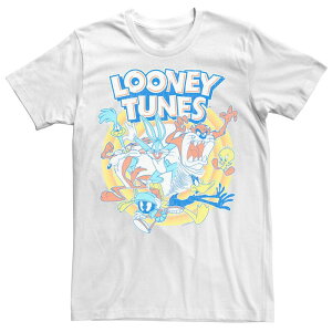 �A�j���L�����N�^�[ ���f�B�[�X �g�b�v�X T�V���c �g�[�� �O���t�B�b�N Licensed Character Big & Tallooney Tunes Characters Running Distressed Style Graphic Tee White �z���C�g