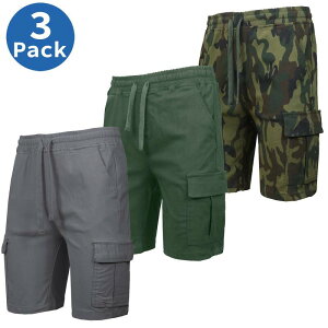 �M�����N�V�[�o�C�n���r�b�N ���f�B�[�X �{�g���X �n�[�t�p���c�E�V���[�c �X�����t�B�b�g �V���[�g�p���c Men's Galaxy by Harvic Slim Fit Super Flex Stretch Cargo Jogger Shorts Gray Olive Woodland �O���[