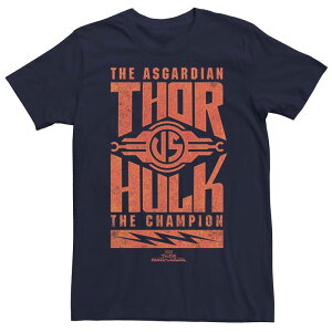 �A�j���L�����N�^�[ ���f�B�[�X �g�b�v�X T�V���c �O���t�B�b�N Licensed Character Men's Marvel Thoragnarok Vs Hulk Asgardian Graphic Tee Navy �l�C�r�[