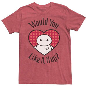 �f�B�Y�j�[ ���f�B�[�X �g�b�v�X T�V���c Men's Disney's Big Hero 6 Baymax Heart Would You Like A Hug Tee Red Heather �w�U�[