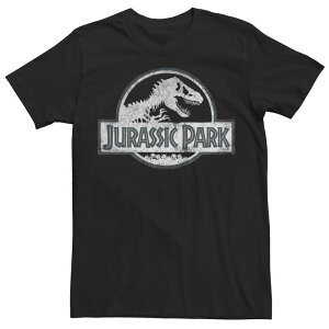 �A�j���L�����N�^�[ ���f�B�[�X �g�b�v�X T�V���c ���S �O���t�B�b�N Licensed Character Men's Jurassic Park White Distressed Circle Logo Graphic Tee Black �u���b�N