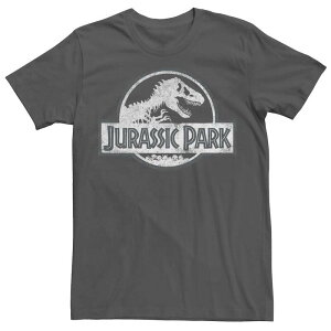�A�j���L�����N�^�[ ���f�B�[�X �g�b�v�X T�V���c ���S �O���t�B�b�N Licensed Character Men's Jurassic Park White Distressed Circle Logo Graphic Tee Charcoal �`���R�[��