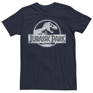 �A�j���L�����N�^�[ ���f�B�[�X �g�b�v�X T�V���c ���S �O���t�B�b�N Licensed Character Men's Jurassic Park White Distressed Circle Logo Graphic Tee Navy �l�C�r�[