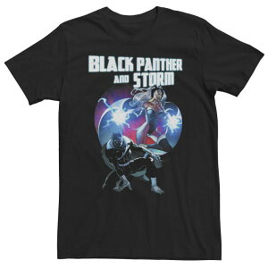 �A�j���L�����N�^�[ ���f�B�[�X �g�b�v�X T�V���c �g�[�� Licensed Character Big & Tall Marvel Black Panther And Storm Lightning Portraitee Black �u���b�N